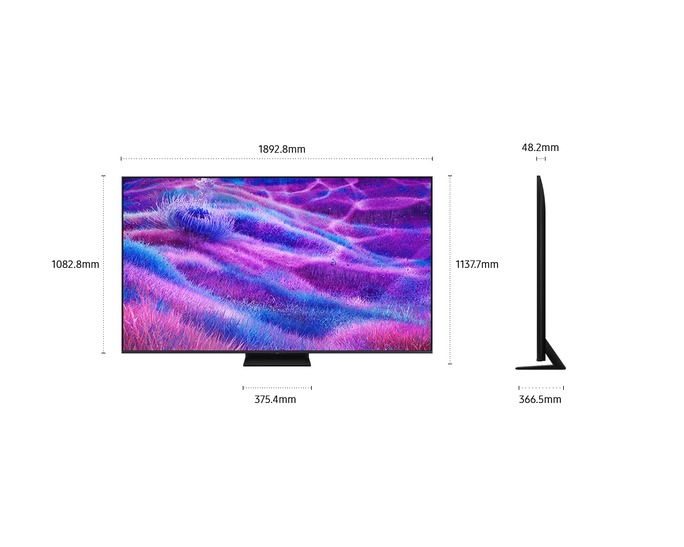 ขนาดหน้าจอ Samsung Neo QLED QN80F เพียงอย่างเดียว (1892.8 x 1082.8 x 4